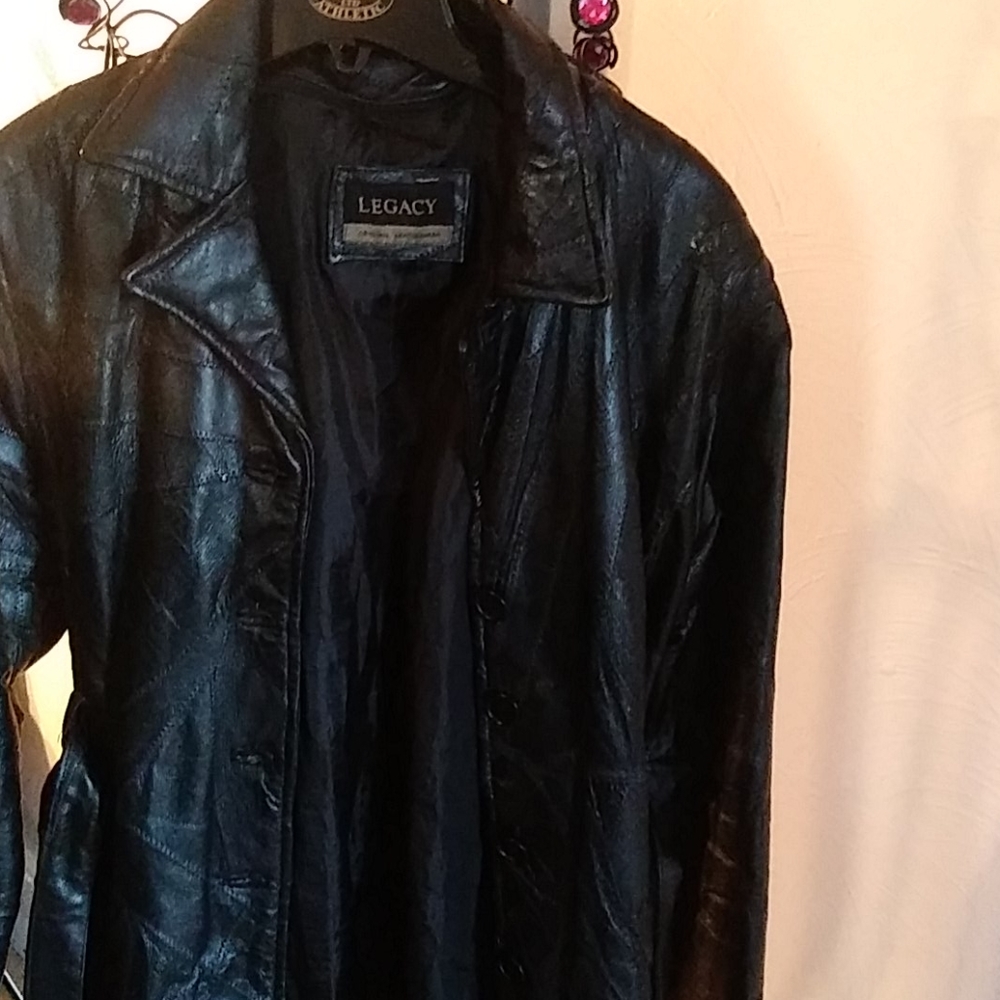 Patch Work Leather Coat - image 1